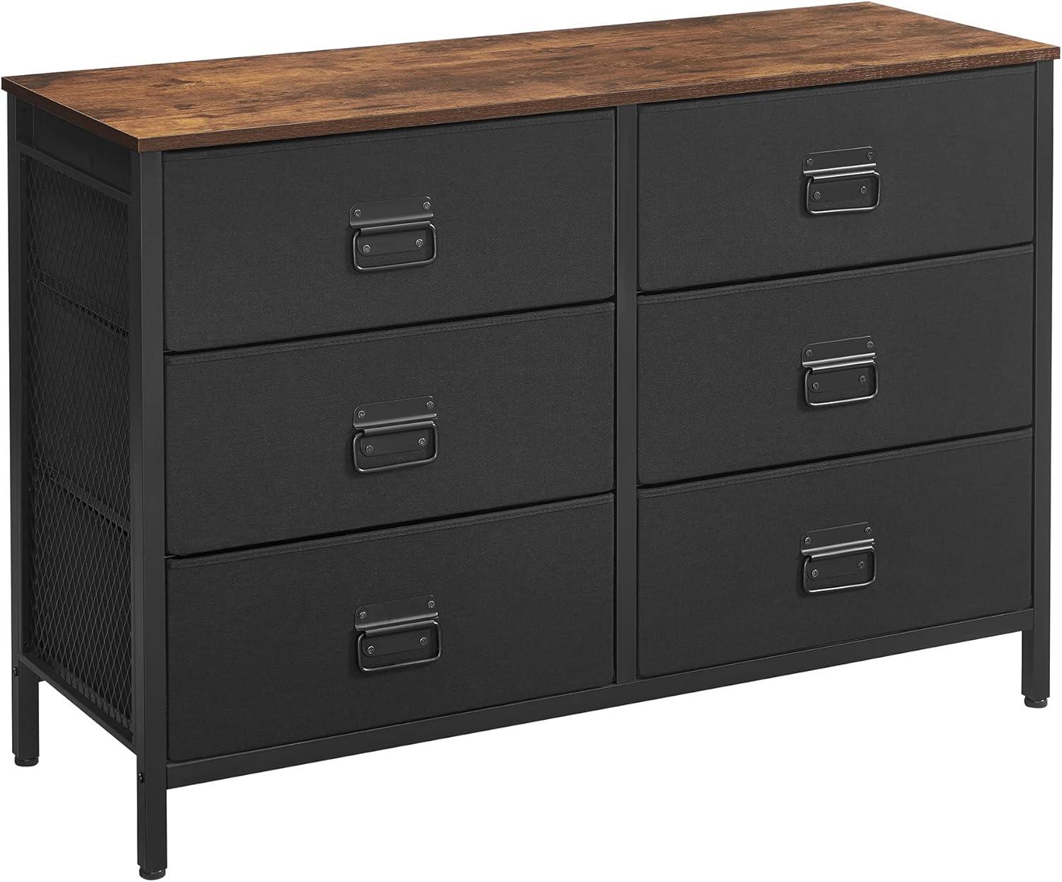 Black and Rustic Brown Industrial Dresser with Extra Deep Drawers