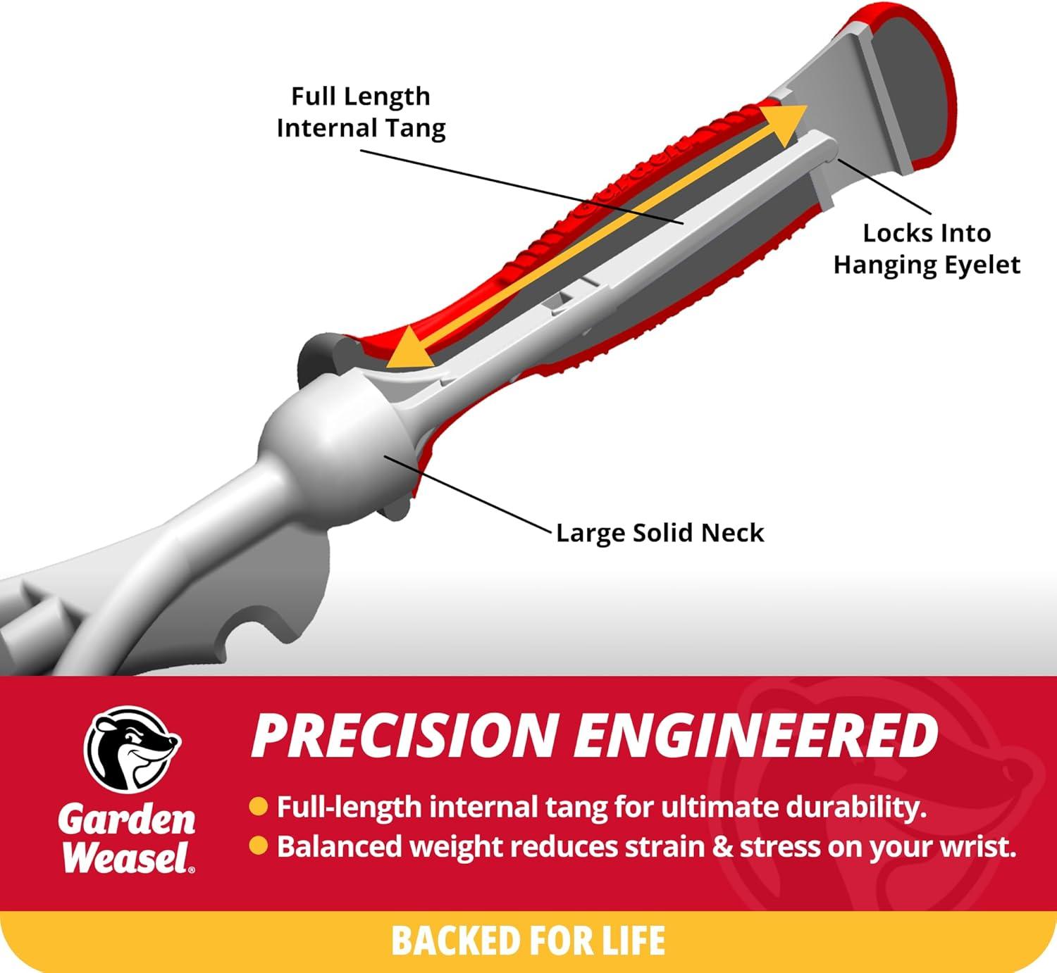 Red Cushioned Grip Short Handle Aluminum Tiller