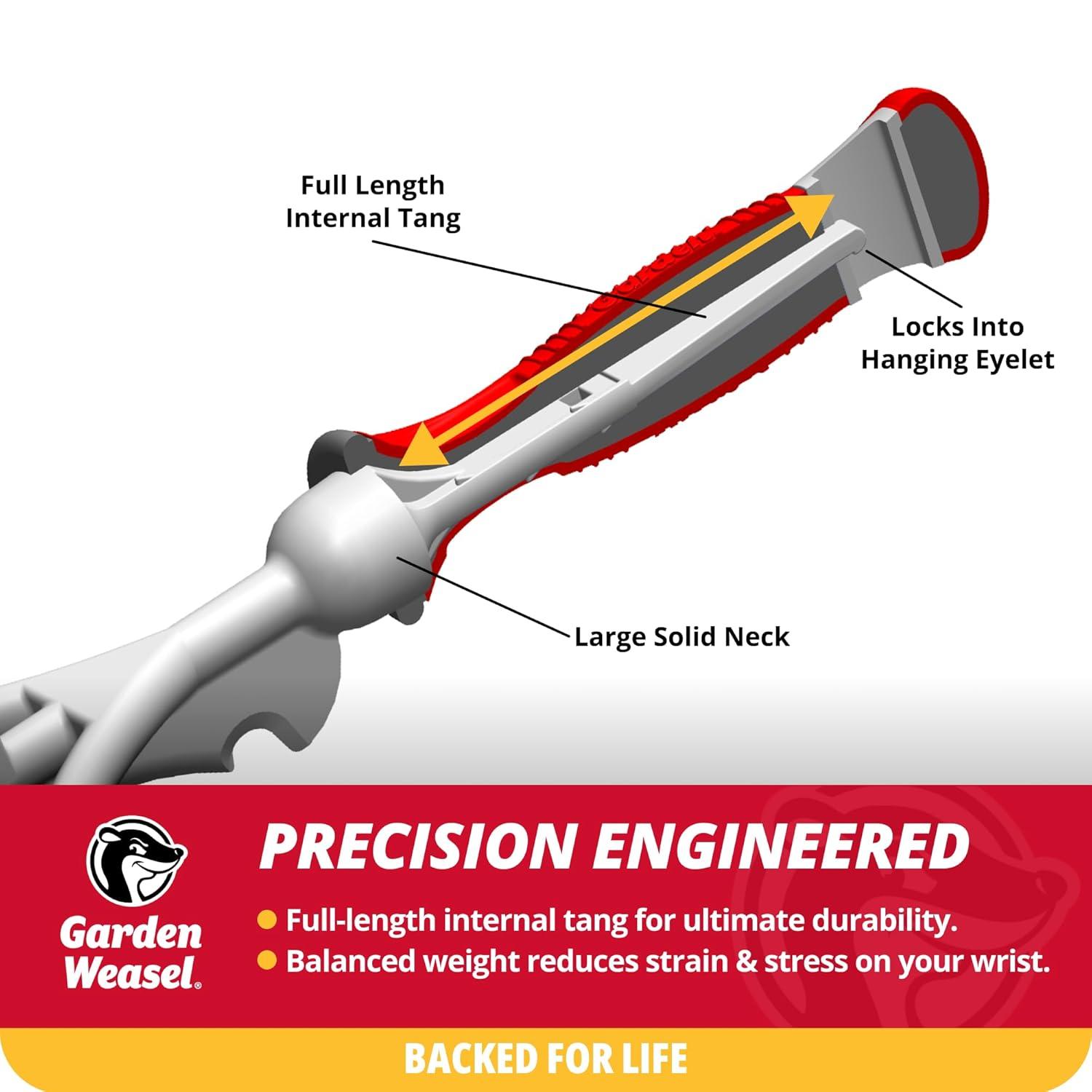 Red Cushioned Grip Short Handle Aluminum Tiller