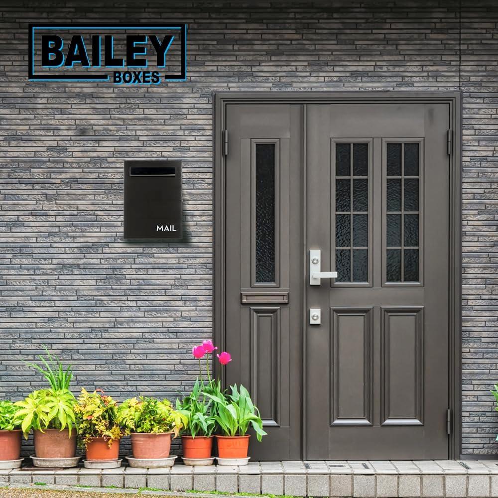 Wall-Mounted Modern Locking Mailbox from Bailey Boxes: Enhance Your Home with The Franklin - 15.75" H x 11.75" W x 7.5" D. Elevate Your Space with This Stylish and Secure Addition.
