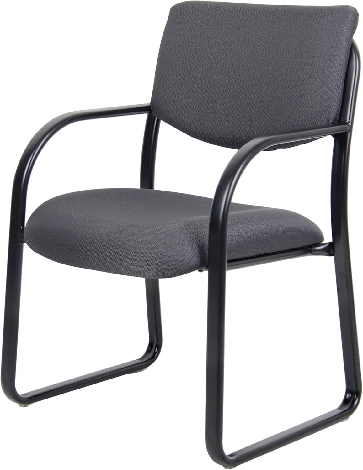 Sled Base Guest Chair Gray - Boss: Sturdy Metal Frame, Padded Back & Seat, 275 lbs Capacity