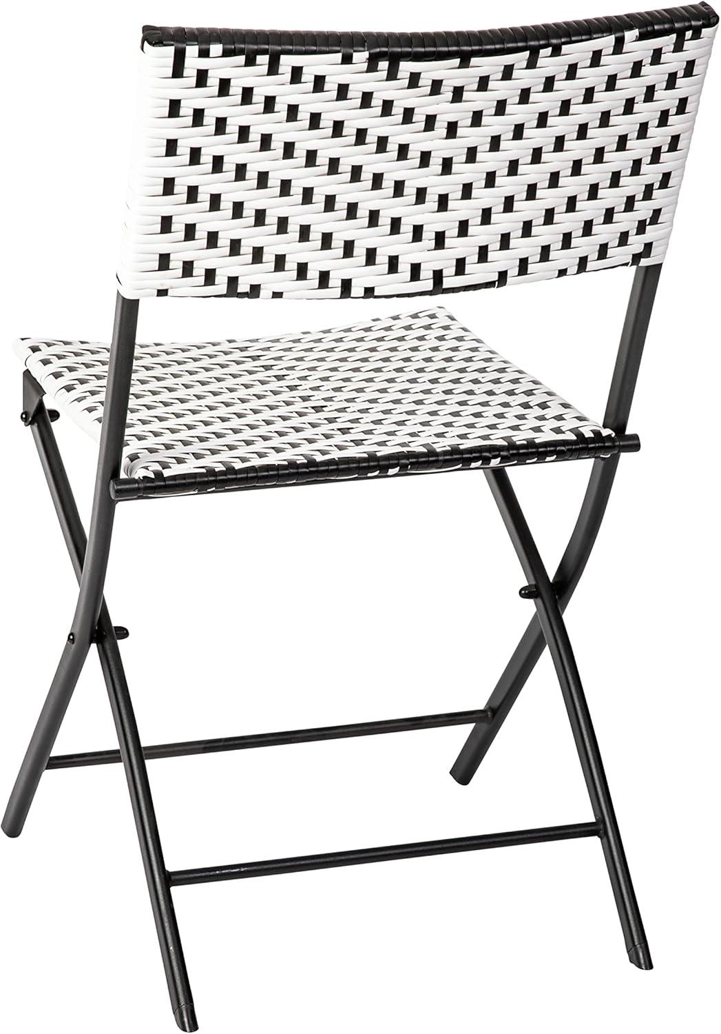 Flash Furniture Rouen Set of Two Folding Bistro Chairs in PE Rattan with Metal Frames for Indoor and Outdoor Use