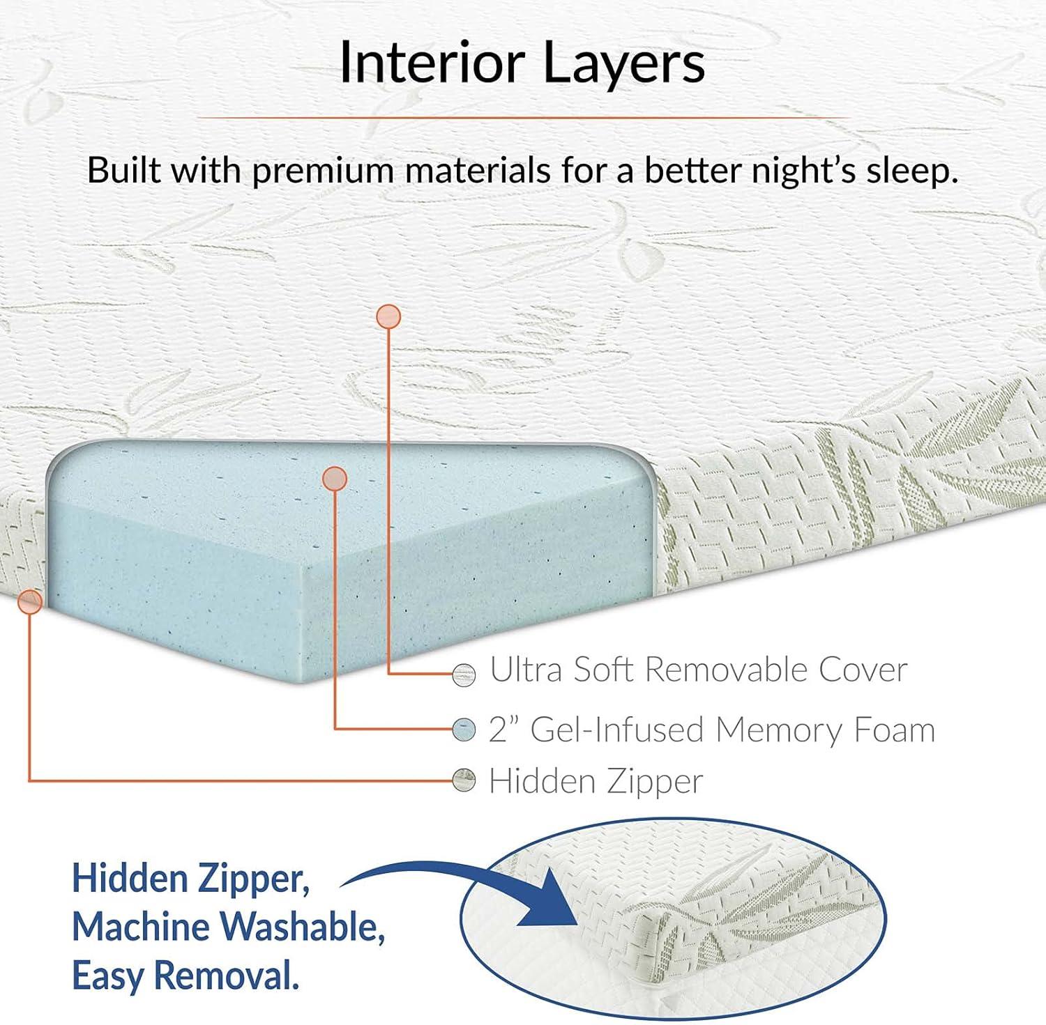 Modway Relax 2" Gel Memory Foam Mattress Topper -