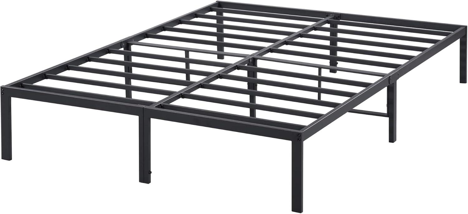 Twin XL Black Metal Frame Bed with Polished Finish