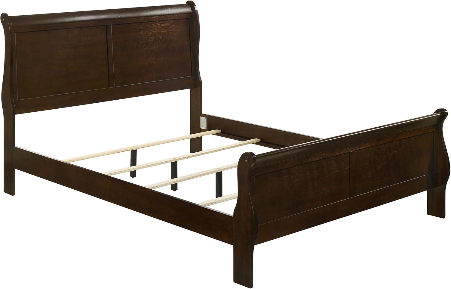 Louis Philippe Full Panel Sleigh Bed Cappuccino