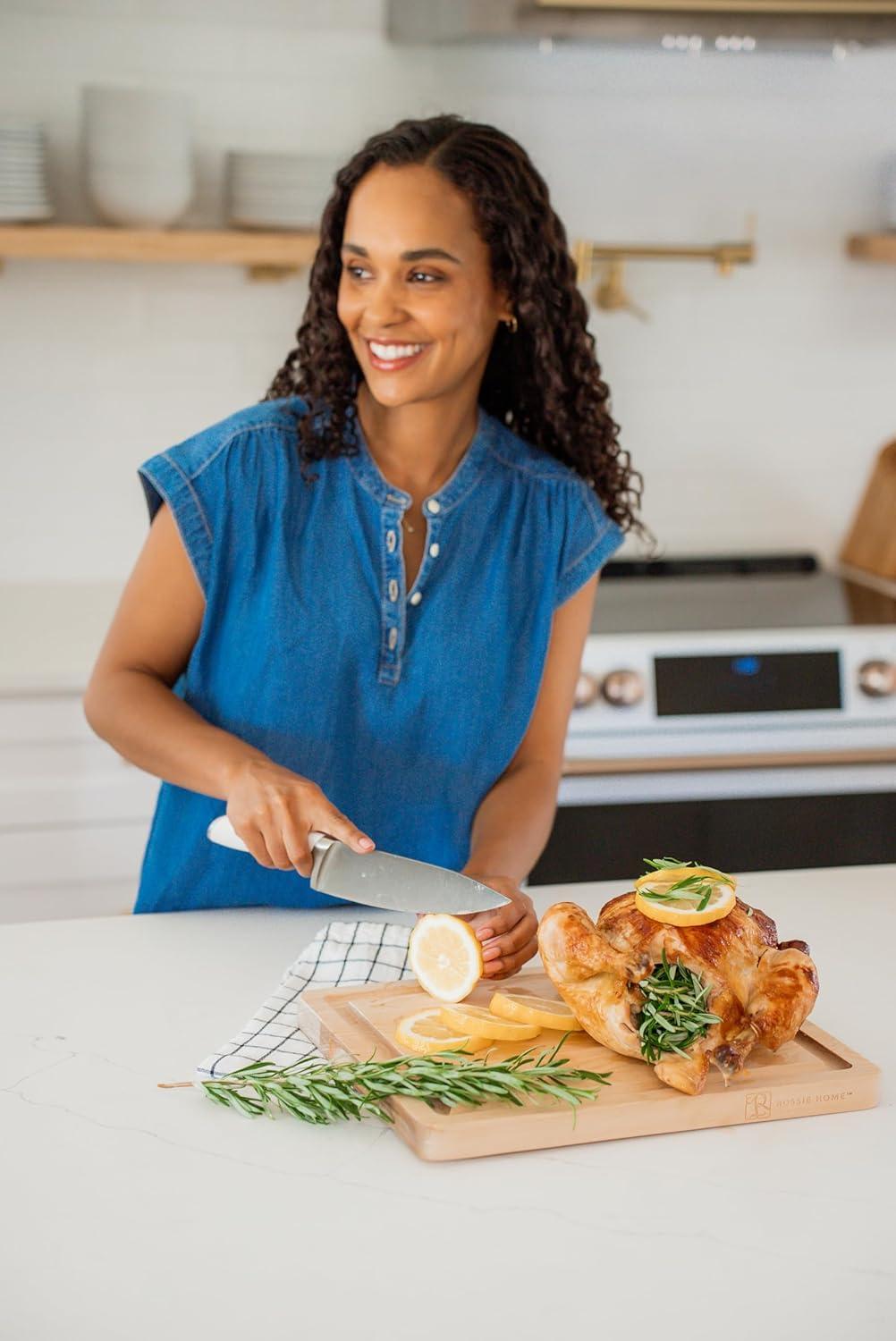 Rossie Home Blonde Maple Reversible Cutting Board with Juice Grooves, 14" x 11" x 1"