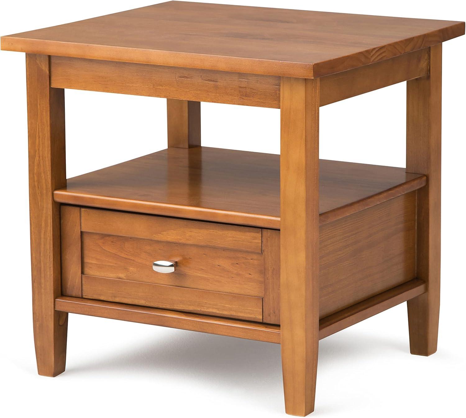 Warm Solid Wood End Table with Storage