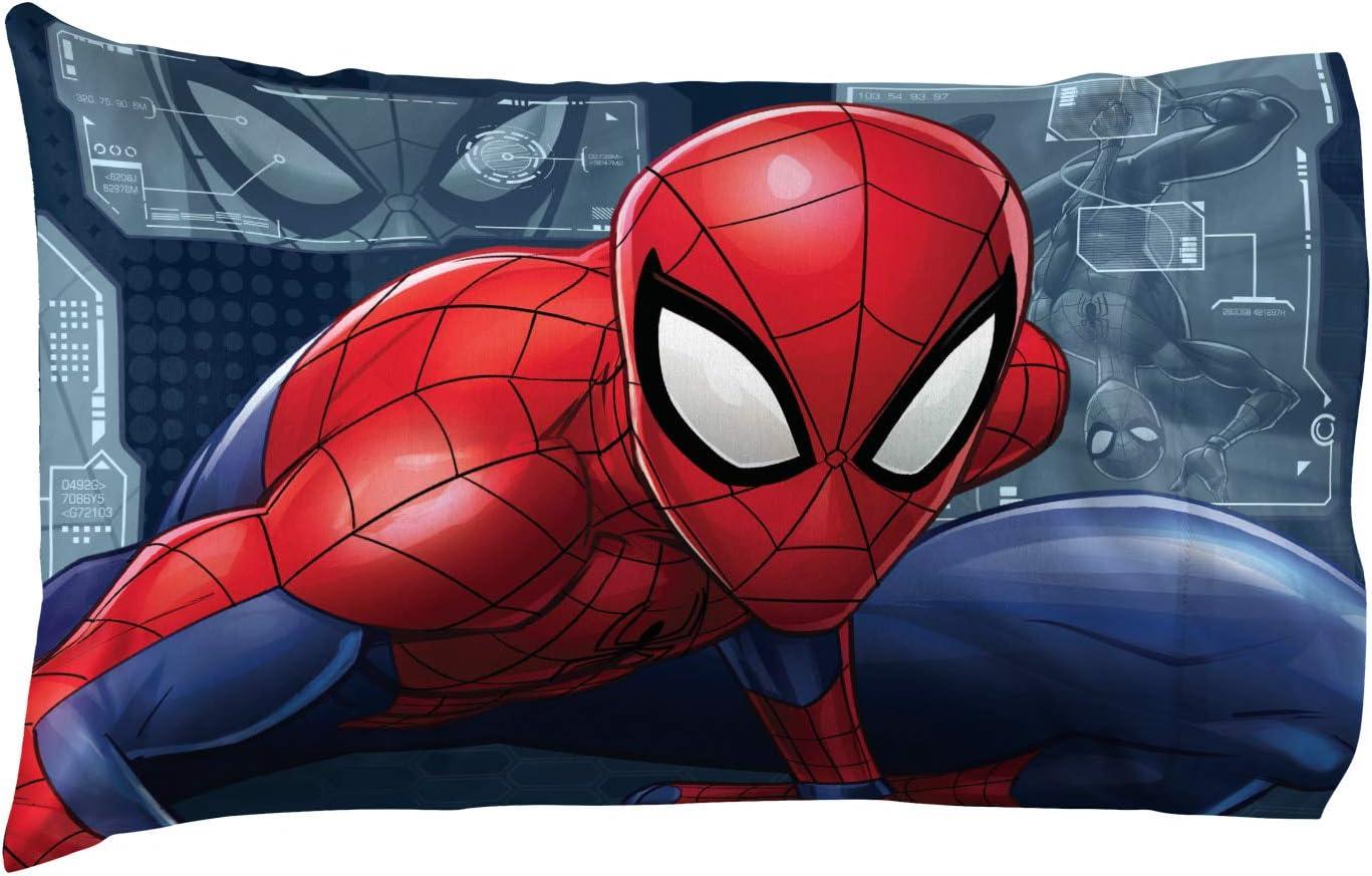 Marvel Spider-Man Blue 1 Pack Standard Pillowcase, 100% Microfiber