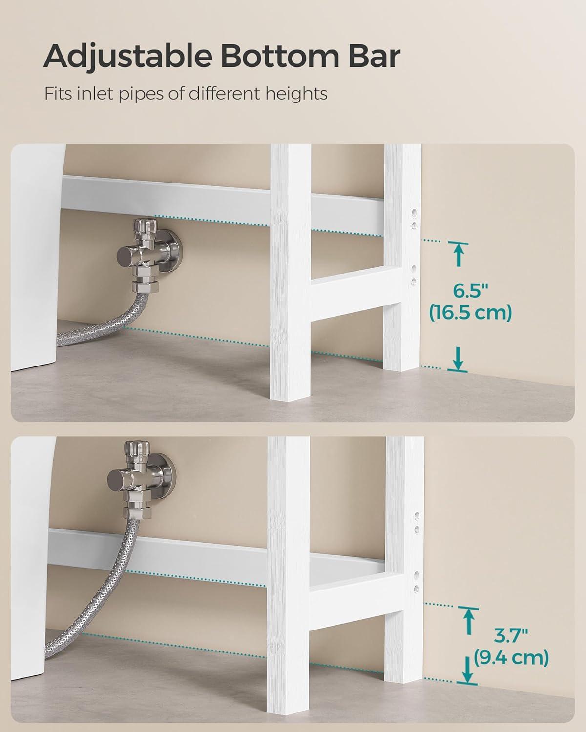 Adjustable Cloud White and Natural Beige 3-Tier Over-Toilet Organizer