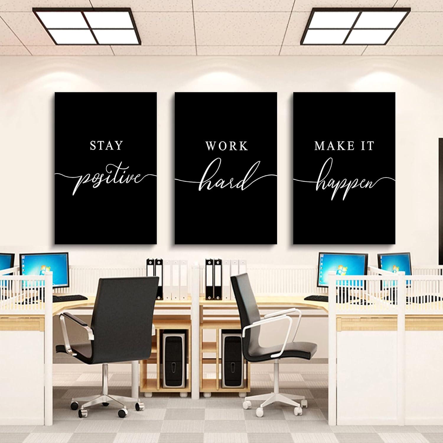 Black and White Motivational Quote Canvas Wall Art Set