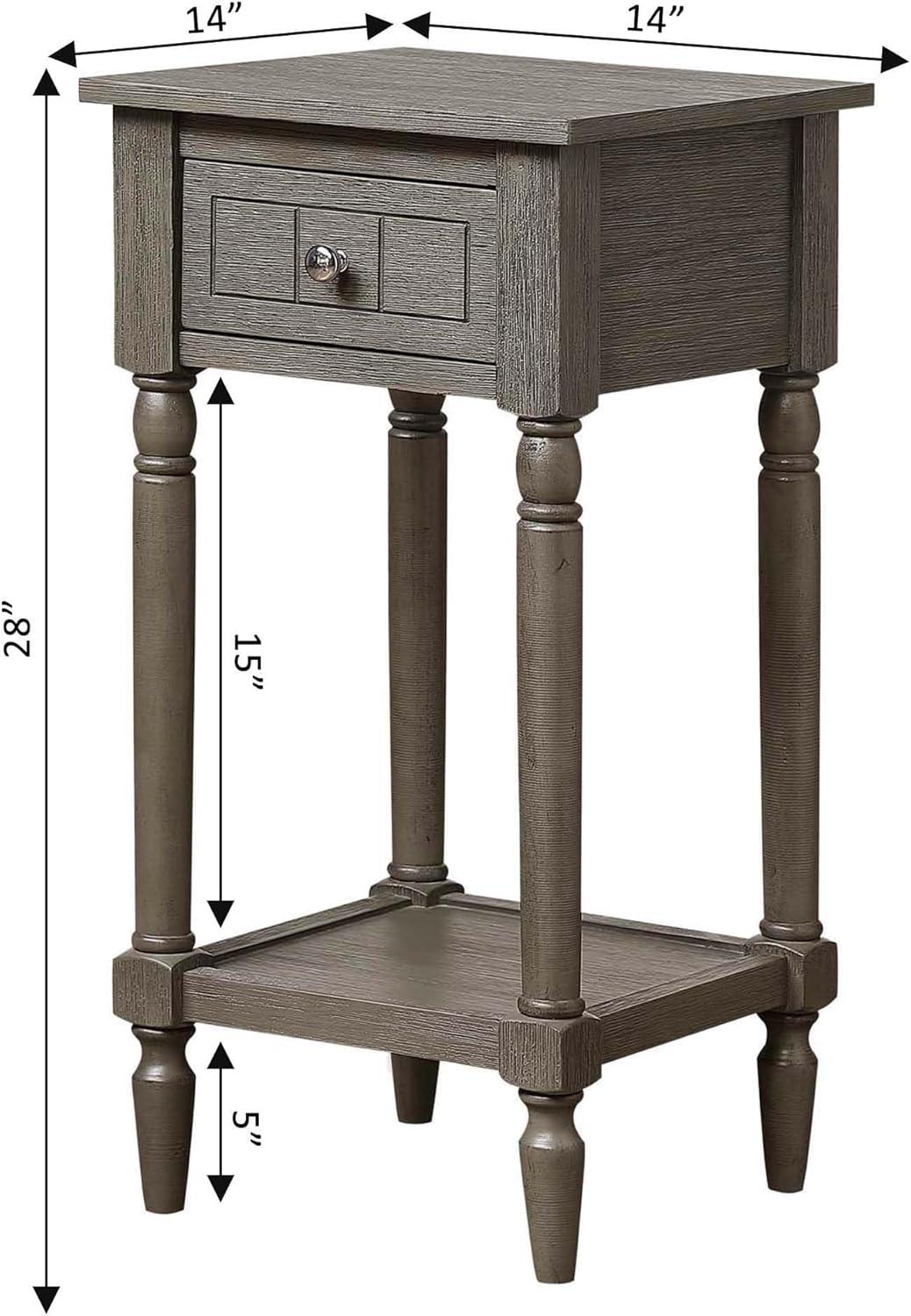 Convenience Concepts French Country Khloe 1 Drawer Accent Table with Shelf, Wirebrush Dark Gray