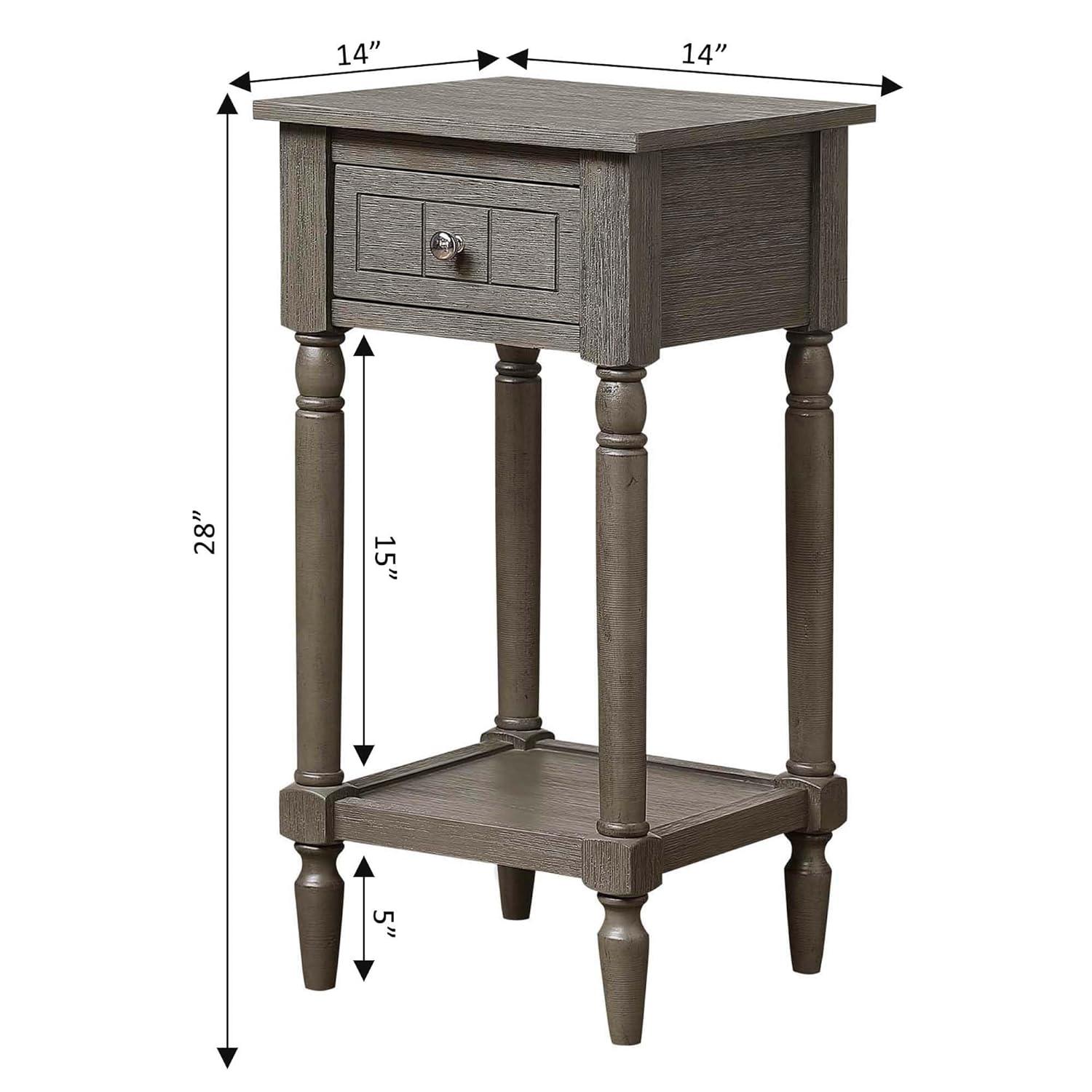 Convenience Concepts French Country Khloe 1 Drawer Accent Table with Shelf, Wirebrush Dark Gray