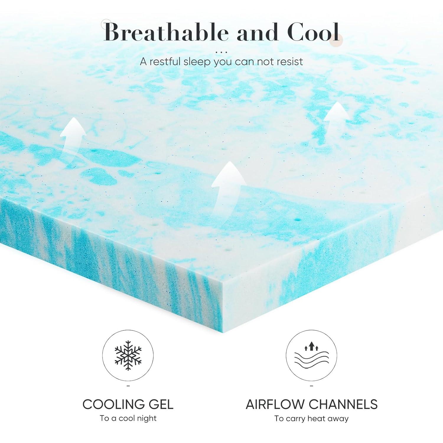 Hangzhou Tomu E-Commerce Co., Ltd. Cooling Touched Reversible 2" Gel Memory Foam Mattress Topper