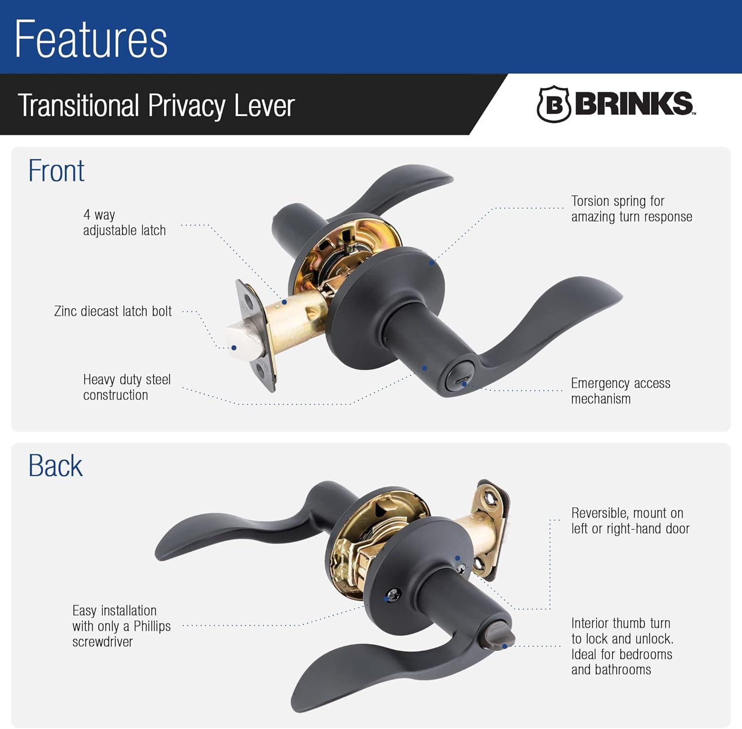 Brinks Raleigh Transitional Privacy Wave Lever