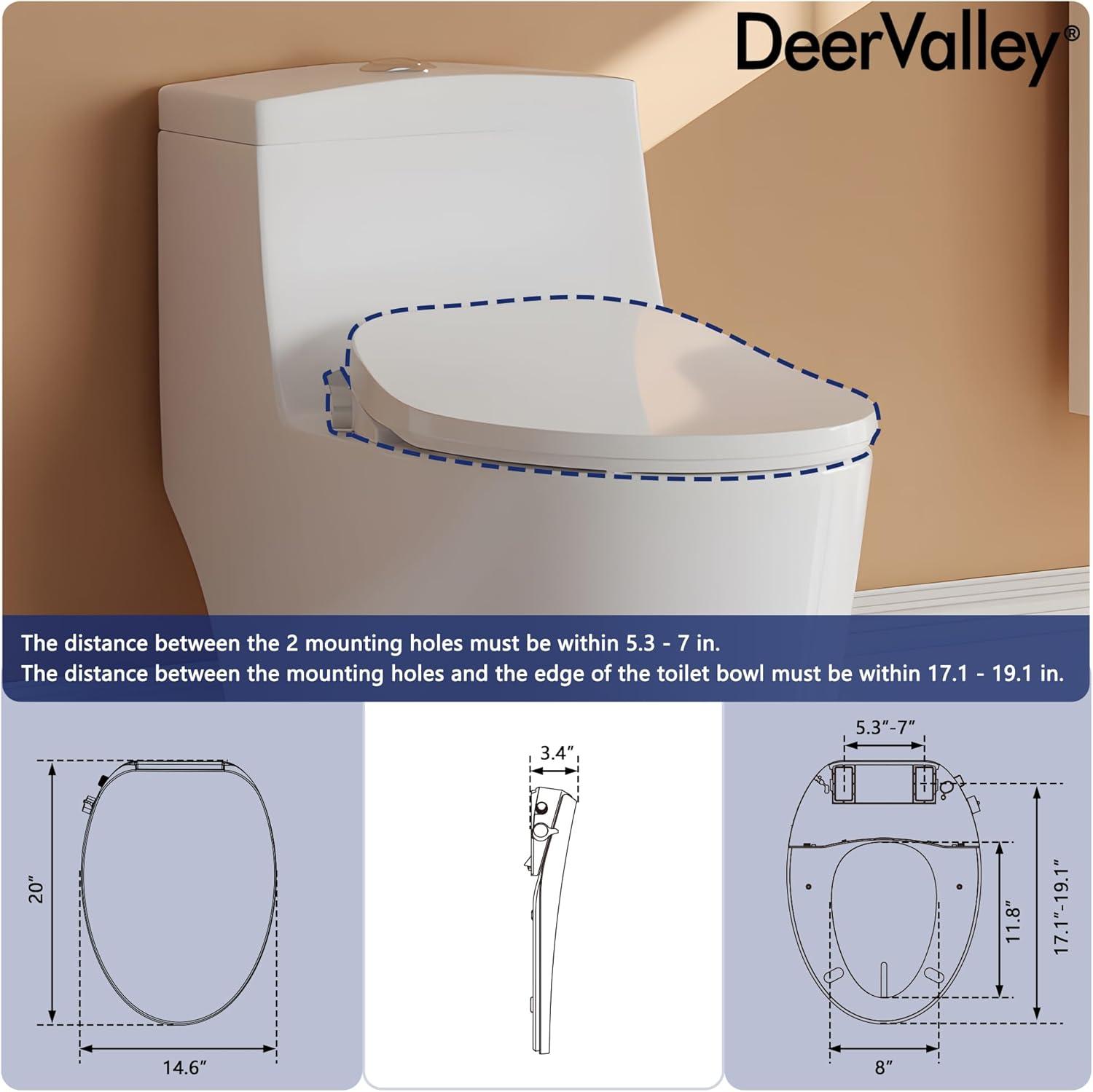 Electric Quiet Close Bidet Seat for Elongated Toilets in White