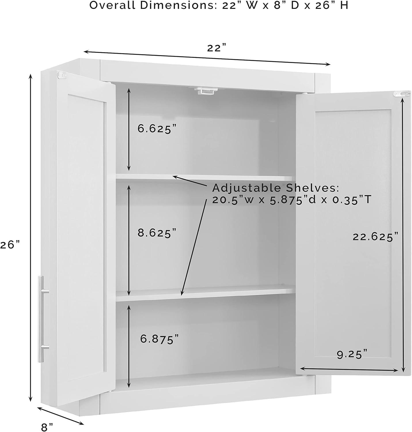 Savannah 31" White MDF Wall-Mounted Bathroom Cabinet with Chrome Hardware