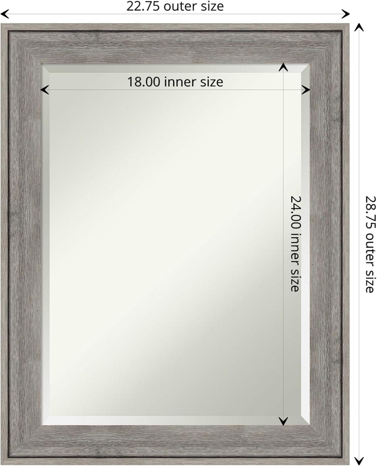Amanti Art Beveled Wood Wall Mirror - Country Barnwood Frame Country Barnwood Outer Size: 23 x 29 in