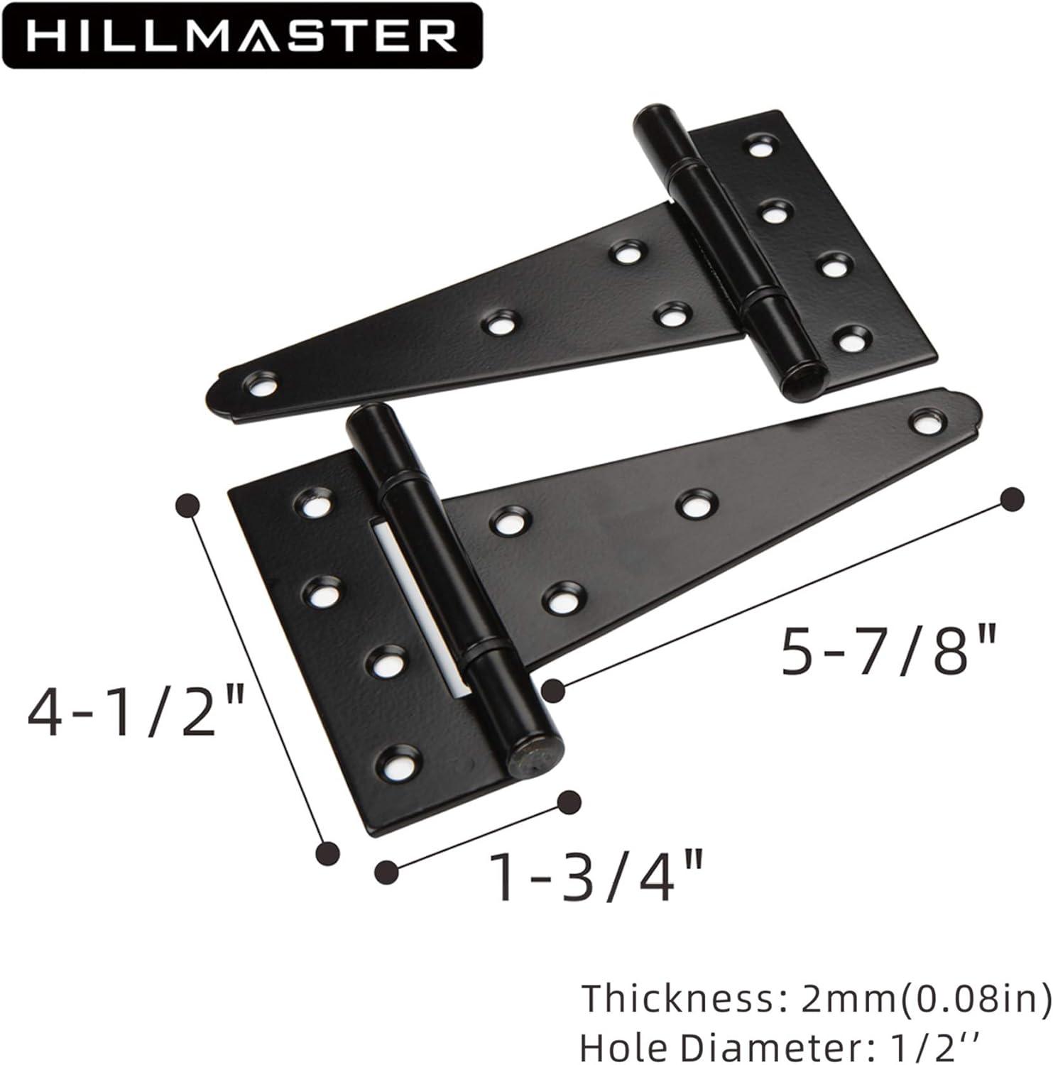 Heavy Duty Gate Latch Door Handle Hardware Kit for Wooden Fence, Self-Closing Gate Latch with Pull String, Decorative Metal Gate Pull Handle, 2 Pack 6in T-Strap Gate Hinges, Black Finish