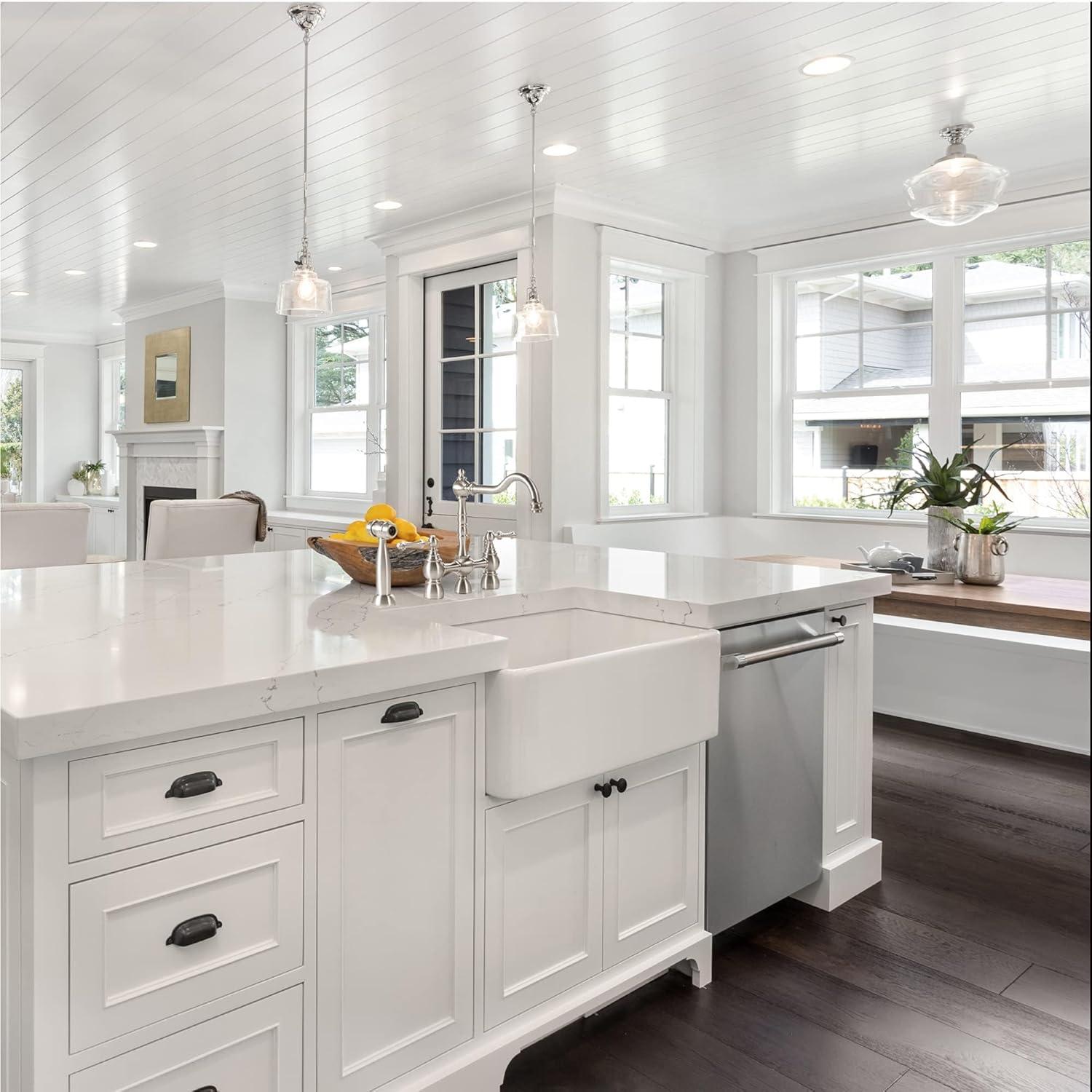 Houzer 30 in x 18 in Biscuit Fireclay Apron Front Single Bowl Kitchen Sink - PTS-4118 BQ