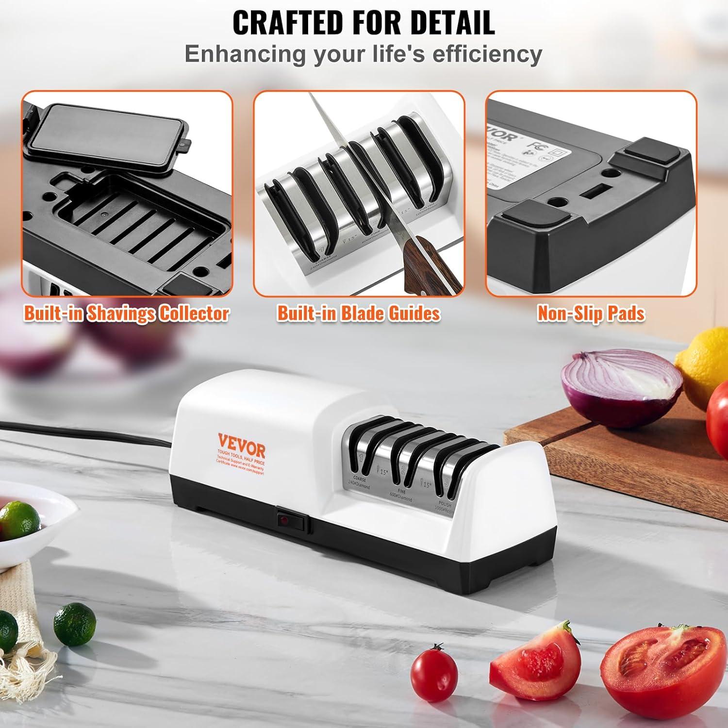 VEVOR White Electric Knife Sharpener with Diamond Abrasives