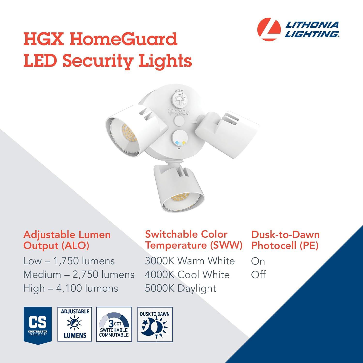 Lithonia Lighting 2 - Head Hardwired Dusk to Dawn Outdoor Security Flood Light with Motion Sensor