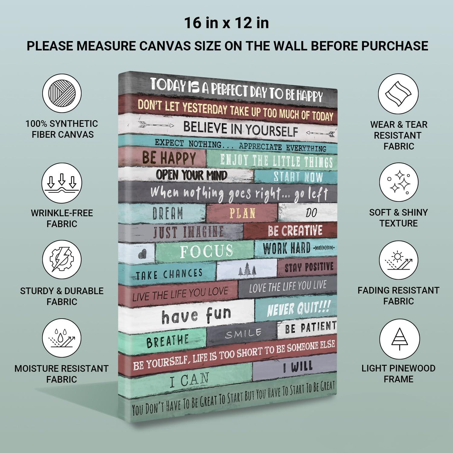 Istrion Inspirational Wall Art Framed Canvas 12 x 16 in (Turquoise) - Motivational Positive Quotes Rustic Wall Arts Decor for Home Office Bathroom Bedroom Kitchen Classroom Gym