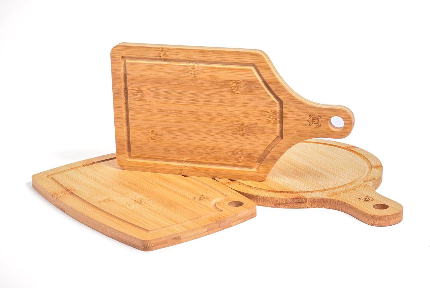 Wooden Cutting Boards For Kitchen - Bamboo Cutting Board Set with Grooves - Chopping Boards for Meat, Vegetables, and Fruits - Ideal for Charcuteries or Cheese Boards - 3-Piece Set