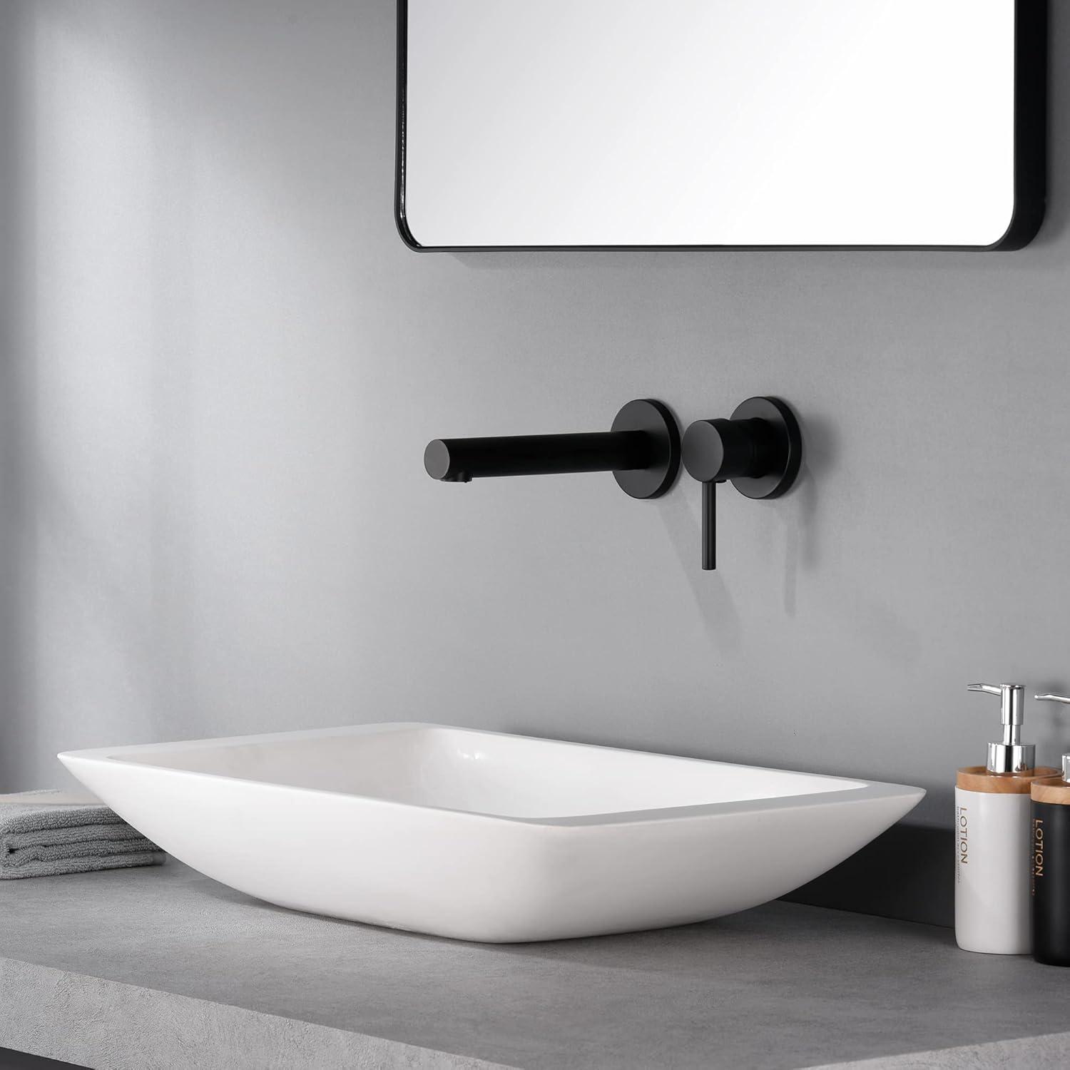 Bathroom Sink Faucet, Ssingle Handle Wall Mount Lavatory Faucet, Bathroom Vanity Faucet With Brass Rough-in Valve