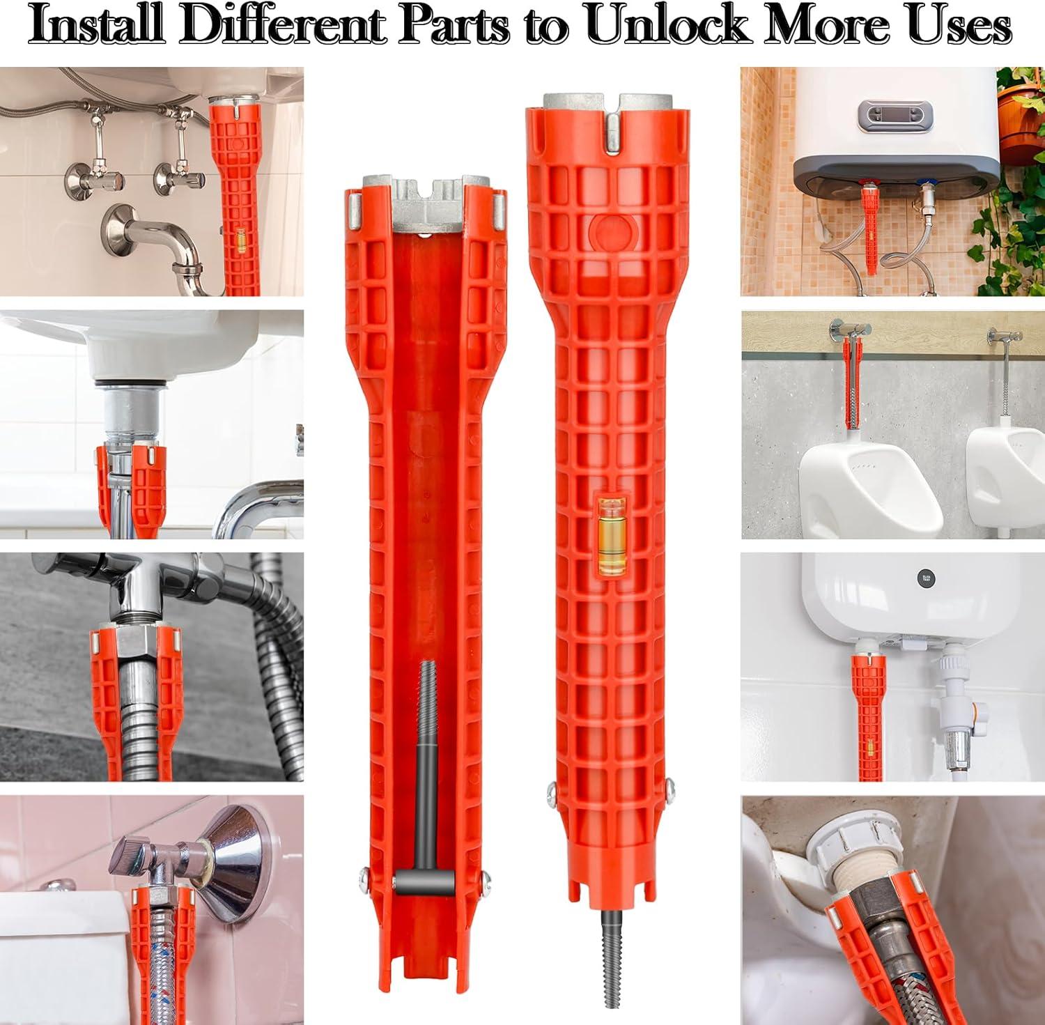 Forlivese 14-in-1 Multi-Function Basin Wrench,Faucet Installer and Sink Drain Nut Removal Tool,One-Way Plumbing Wrench for Tight Spaces