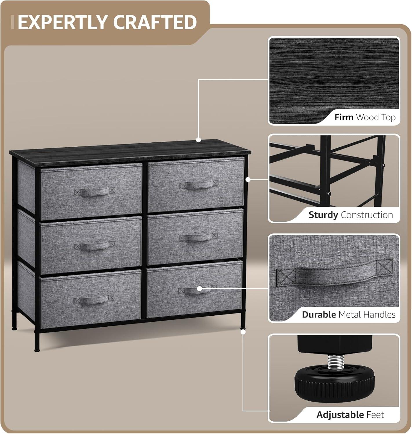 Sorbus Extra Wide Dresser Organizer With 8 Drawers - Black