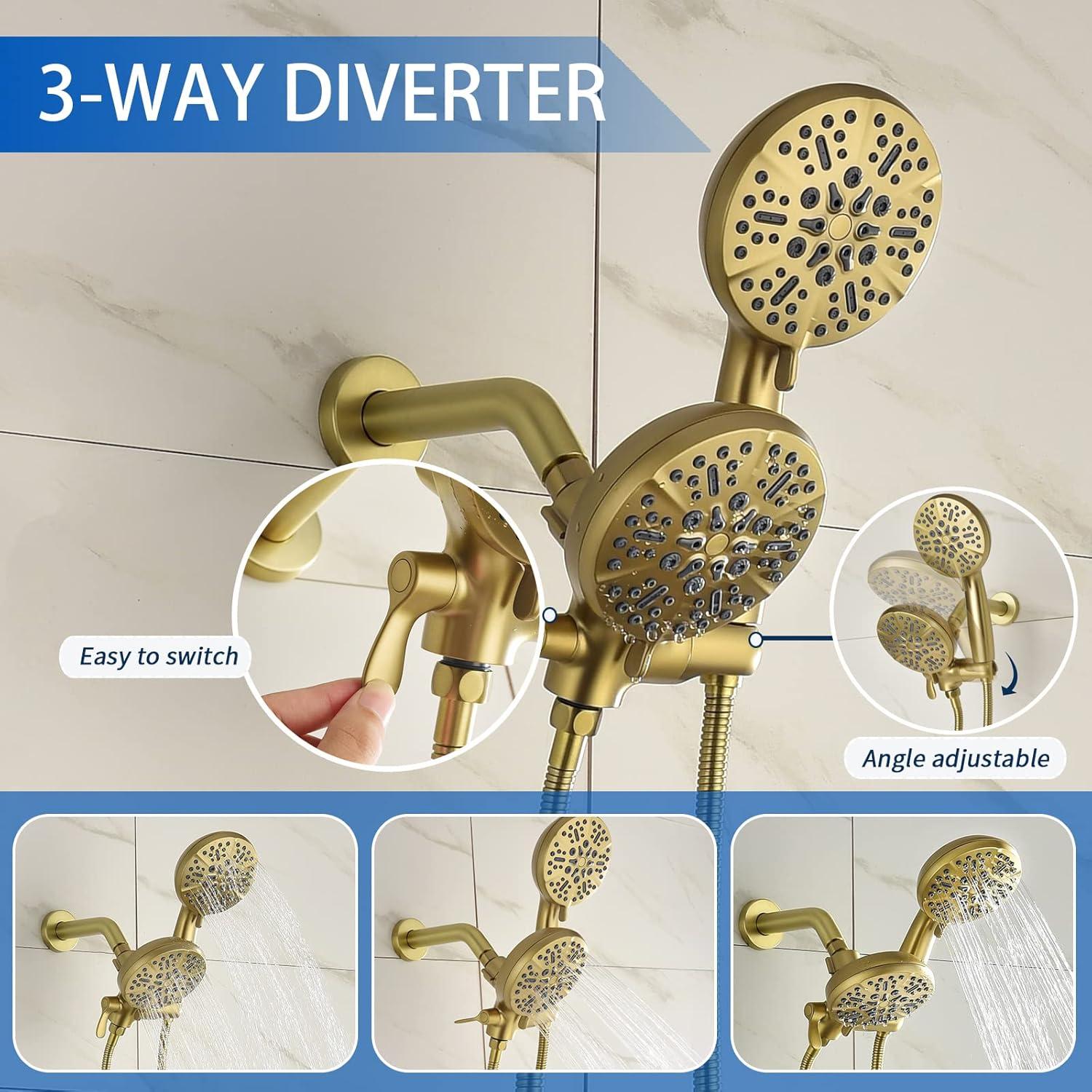 Brushed Gold Dual Shower Head and Handheld Combo Set