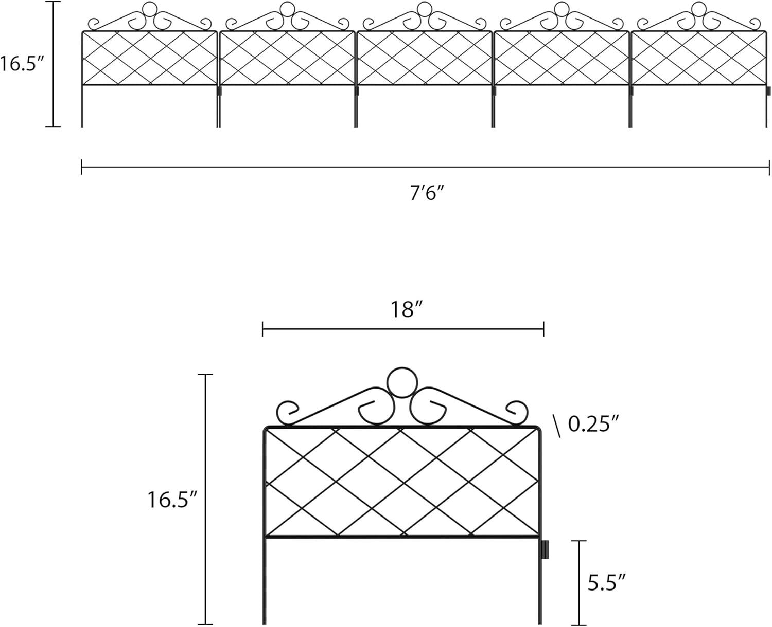 Azalea Black Metal Decorative Garden Fencing Set