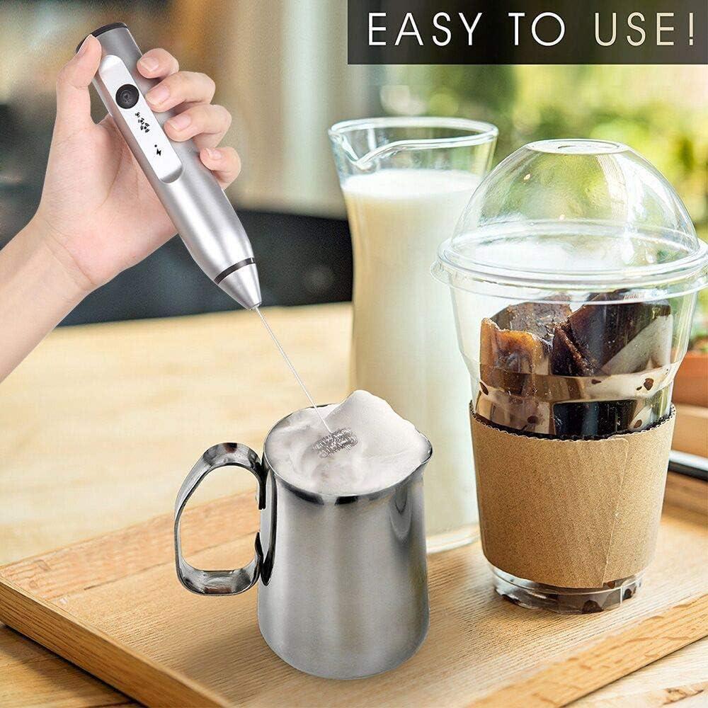 CCWADH Electric Milk Frother USB Rechargeable - 2-in-1 Battery Operated Foam Maker for Coffee and Cappuccino at Home on Clearance Deals of The Week!