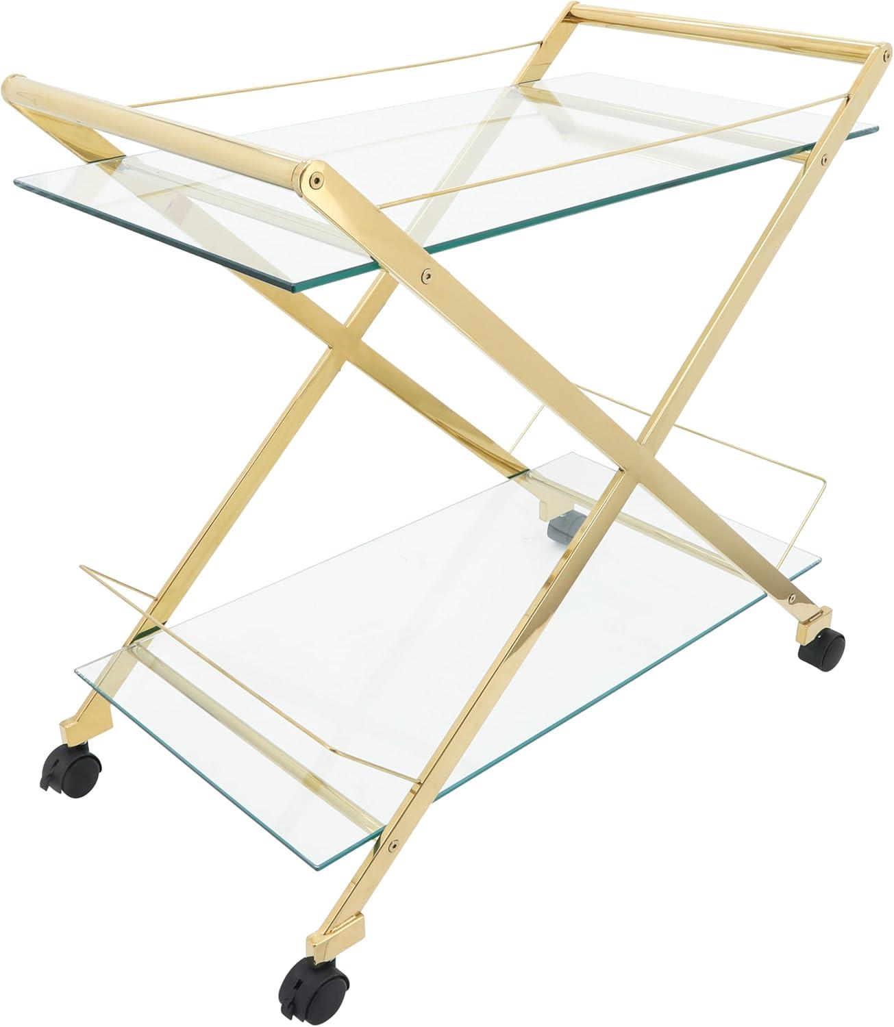 Sagebrook Home Rolling Bar Cart Gold