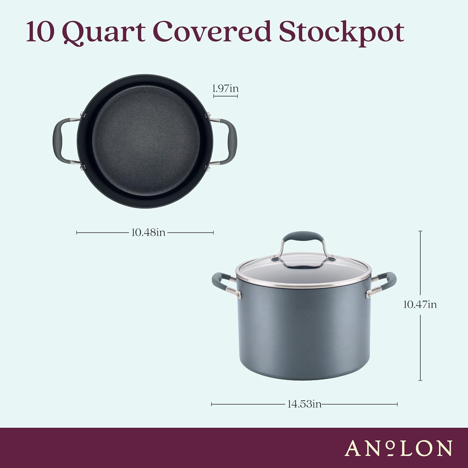 Moonstone Aluminum 10-Quart Nonstick Stockpot with Lid