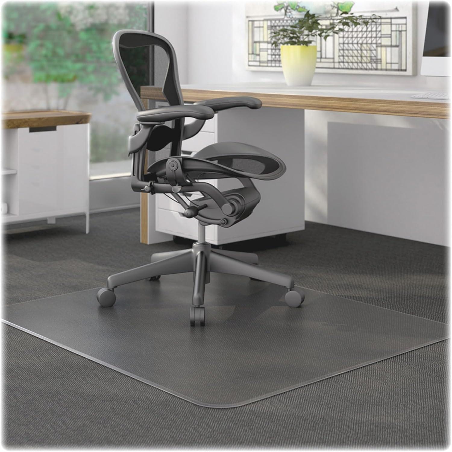 Clear Vinyl Low-Pile Carpet Chair Mat with Studded Bottom