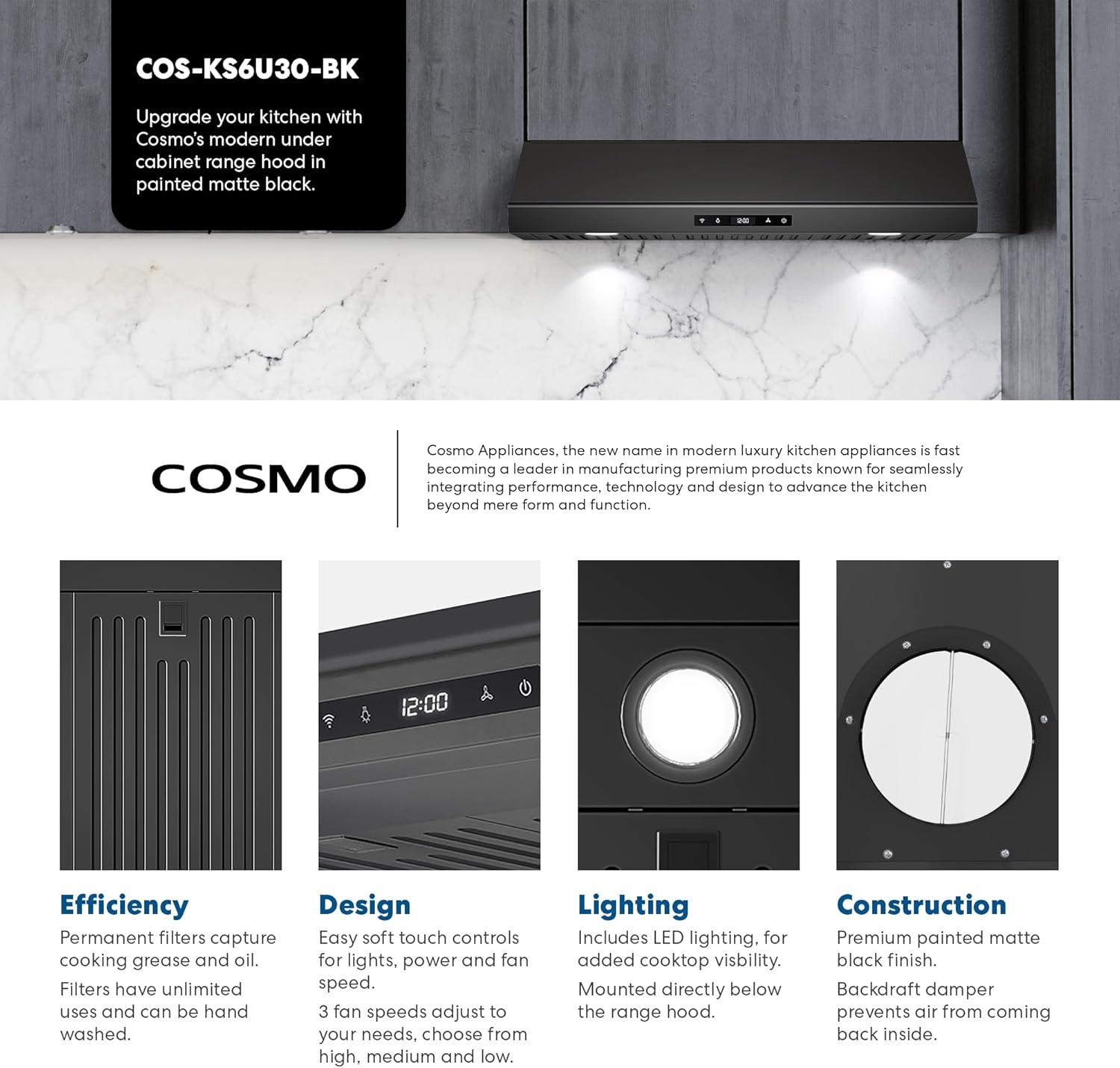 30 in. Under Cabinet Range Hood with Digital Touch Controls in Matte Black