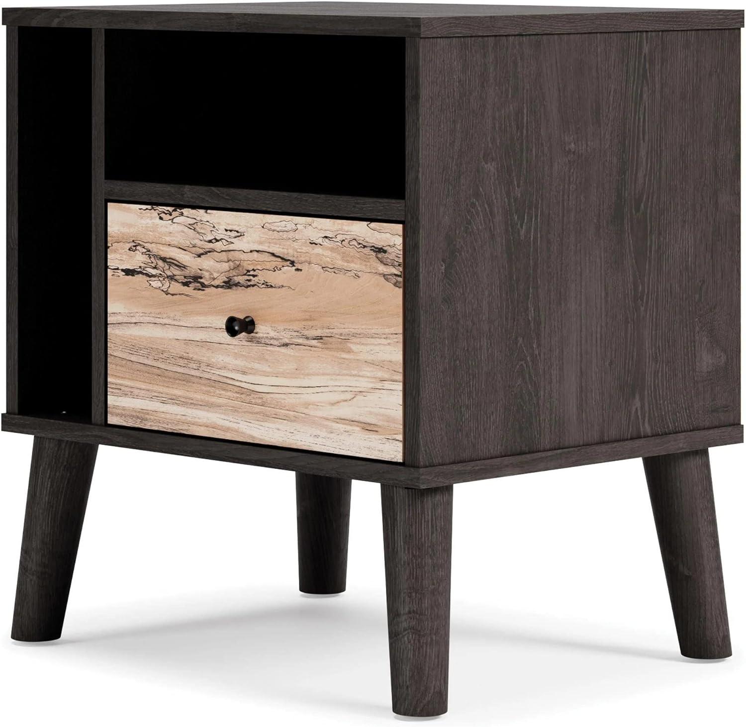 Piperton Nightstand Black/Gray - Signature Design by Ashley: Dual-Tone, Open Shelf, Matte Knobs