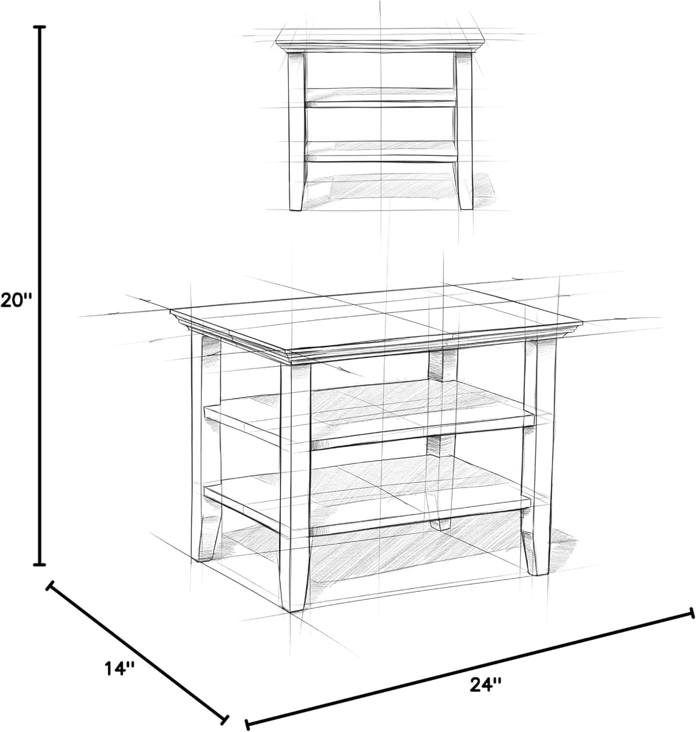 Simpli Home Acadian Wood 14" Rectangle Transitional Narrow Side Table in Black