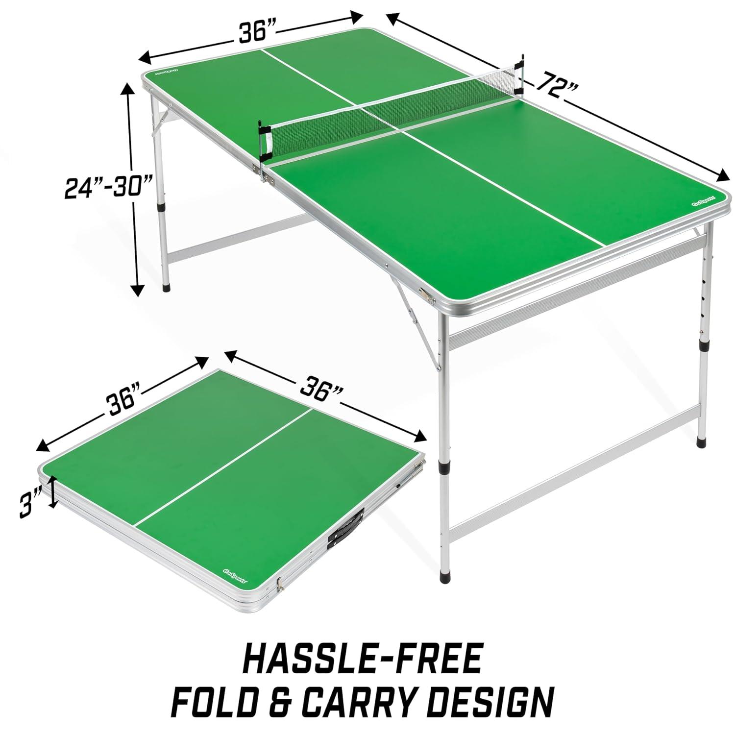 GoSports GoSports Foldable Indoor/Outdoor Table Tennis Table with Paddles and Balls - 6 x 3 ft