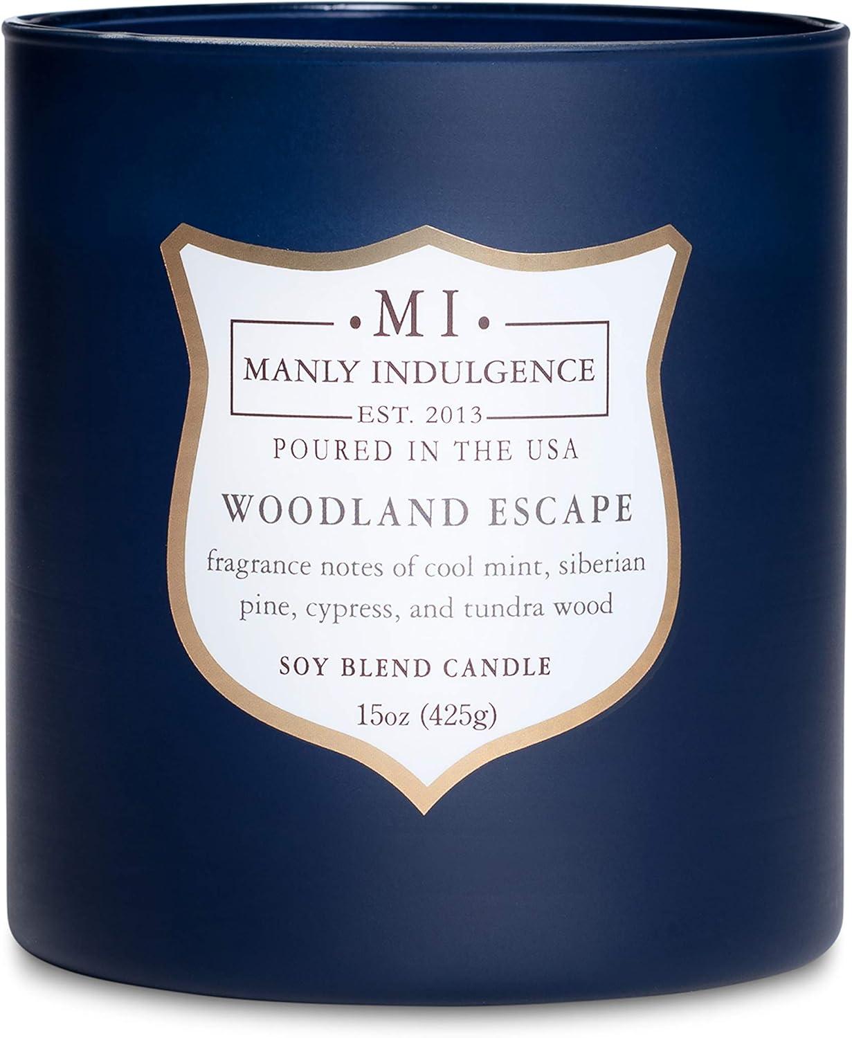 Manly Indulgence Signature Woodland Escape Scented Jar Candle, 15 oz, 60h Burn, Woody & Earthy