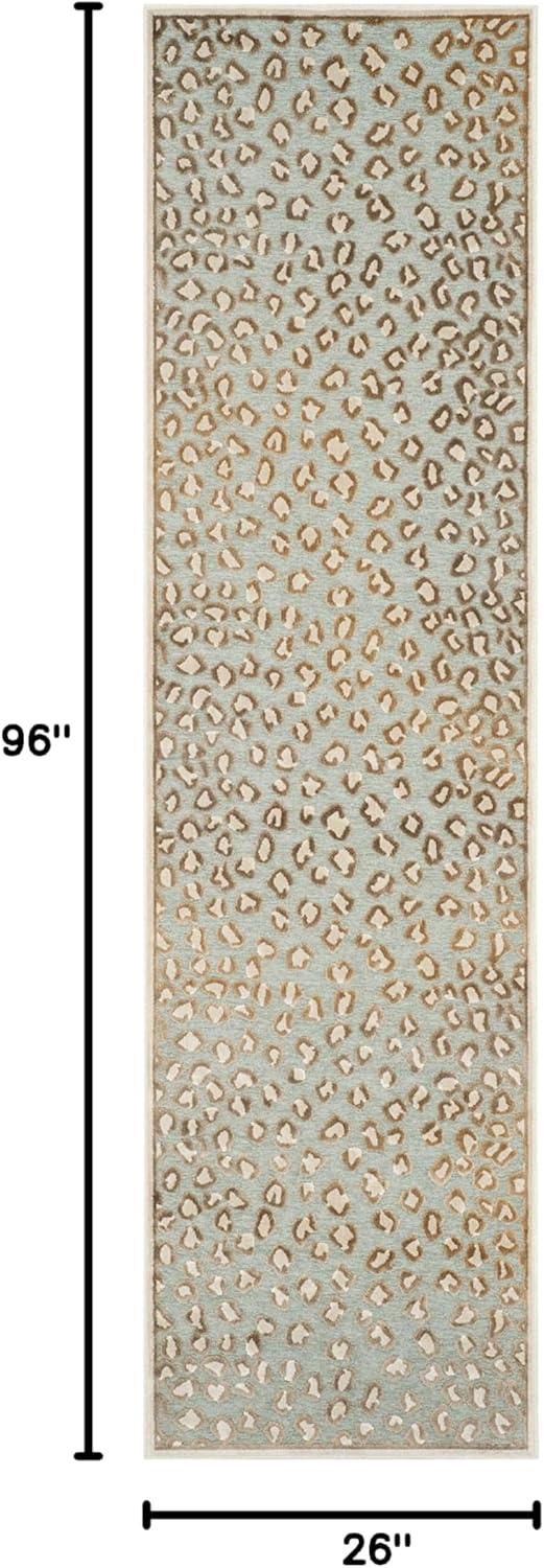 Paradise PAR84 Power Loomed Runner Rug - Stone/Aqua - 2'2"x8' - Safavieh.