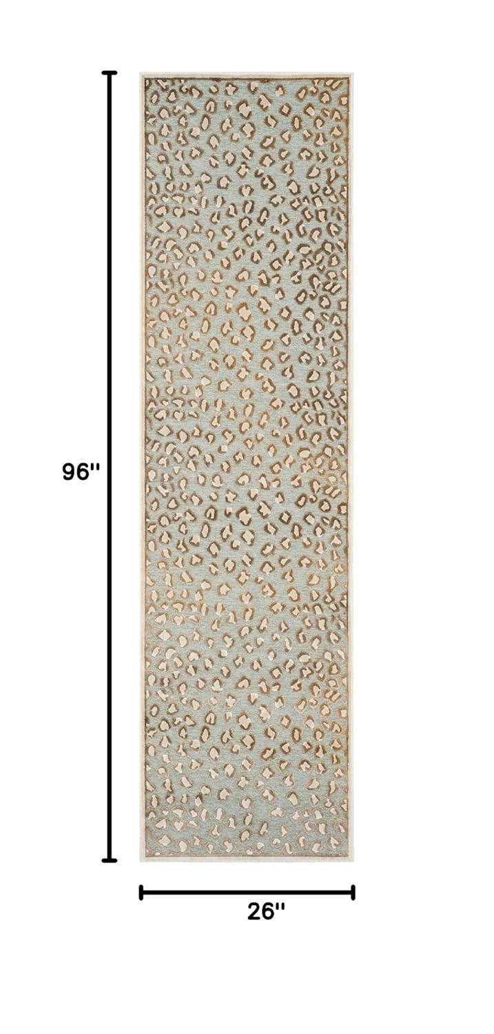 Paradise PAR84 Power Loomed Runner Rug - Stone/Aqua - 2'2"x8' - Safavieh.