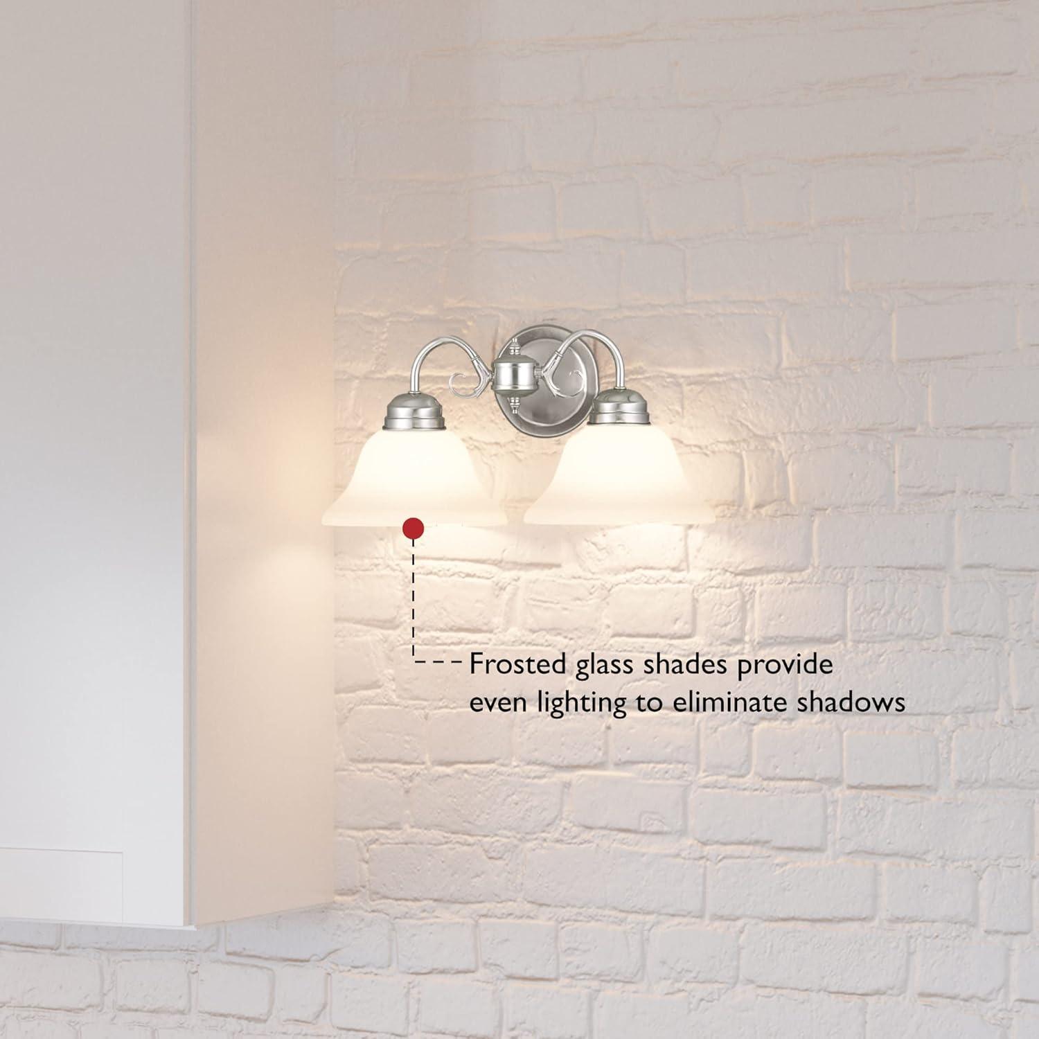 Design House 511600 Millbridge Wall Light Traditional 2-Light Indoor Dimmable Light with Alabaster Glass for Bathroom Hallway Foyer, Satin Nickel