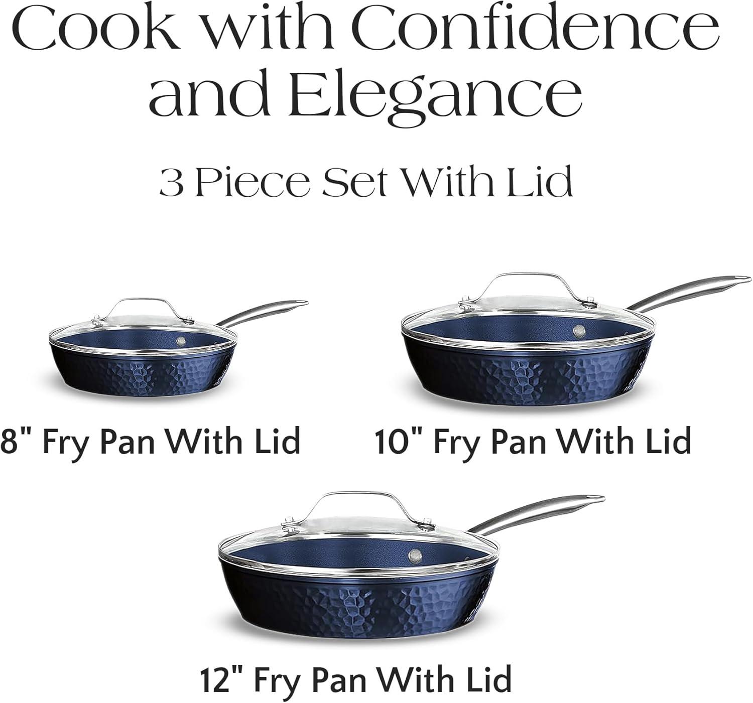 Orgreenic Ceramic Nonstick 6-PC Sauté & Frying Pan Set, 8", 10",12" with Glass Lids