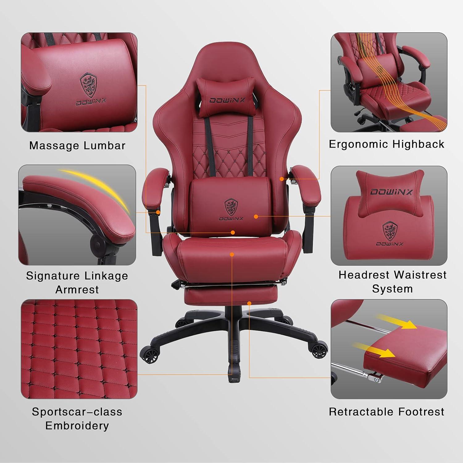 Dowinx Adjustable Ergonomic Swiveling PC & Racing Game Chair with Footrest