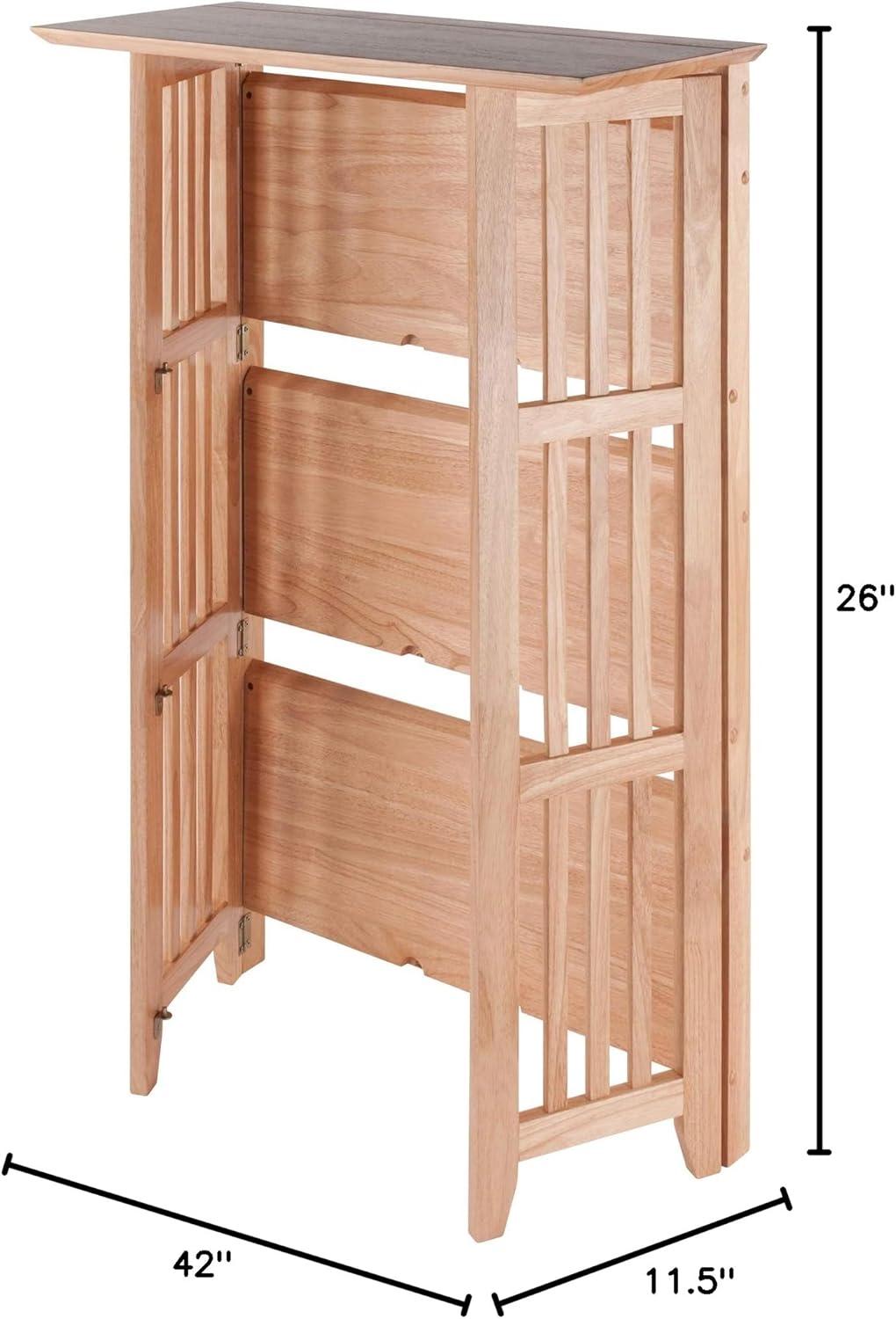 42" 4 Tier Foldable Bookshelf Natural - Winsome: Beech Wood, Slatted-Side, Home Office Storage