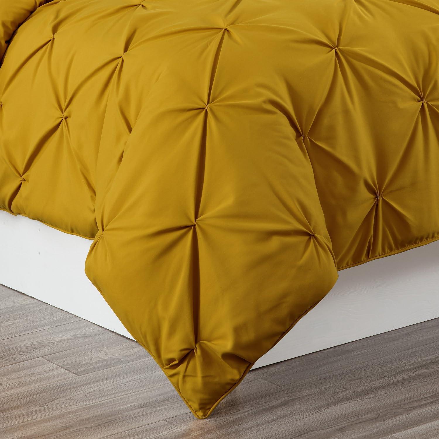 Berlin Mustard Yellow Microfiber King Comforter Set with Pillow Shams