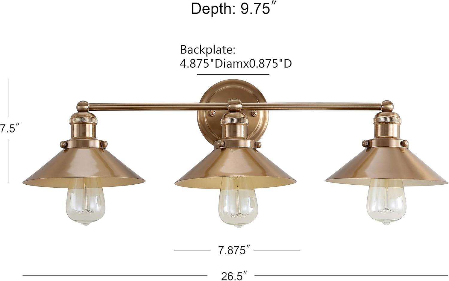 July Collection 26.5" Brushed Brass 3-Light Vanity with Clear Glass