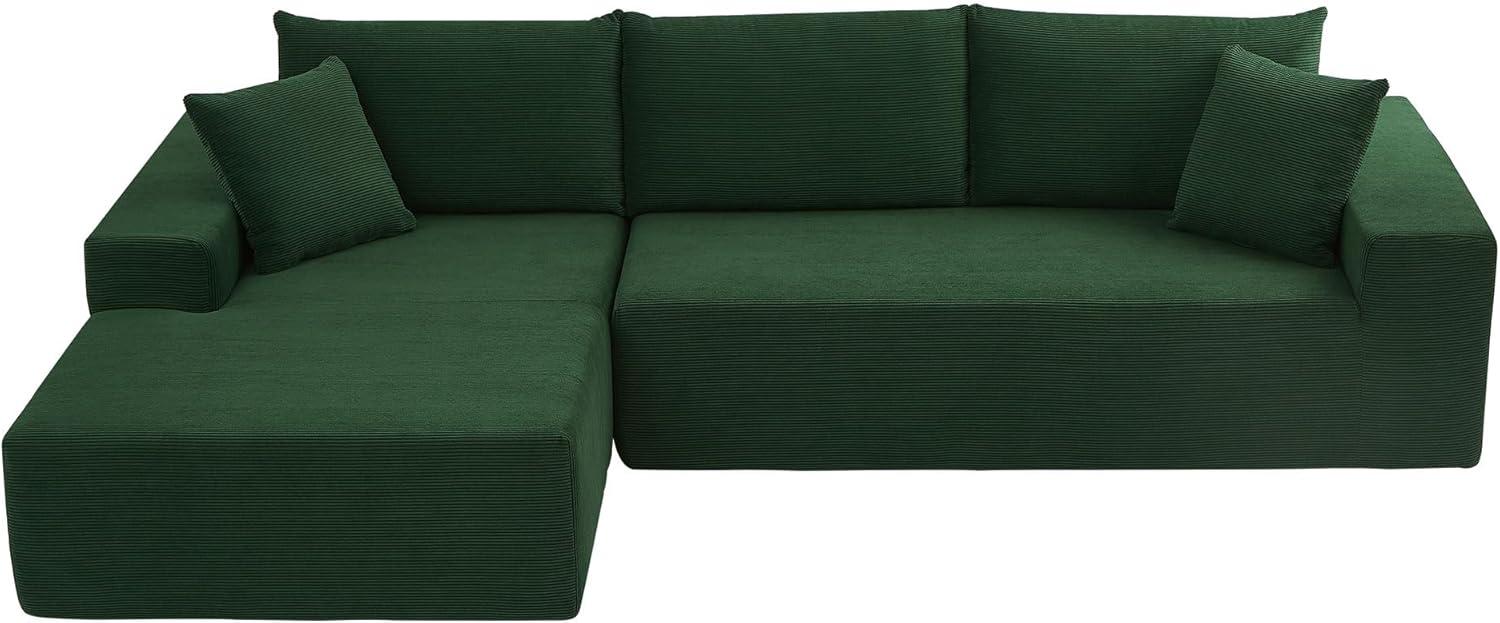 Minimalist Interior Sofa, Upholstered L Shape Cloud Couch, Chenille Modular Sofa Couch with Pillows for Living Room Apartment Studio/No Assembly Require-Left Facing Chaise(Blue)